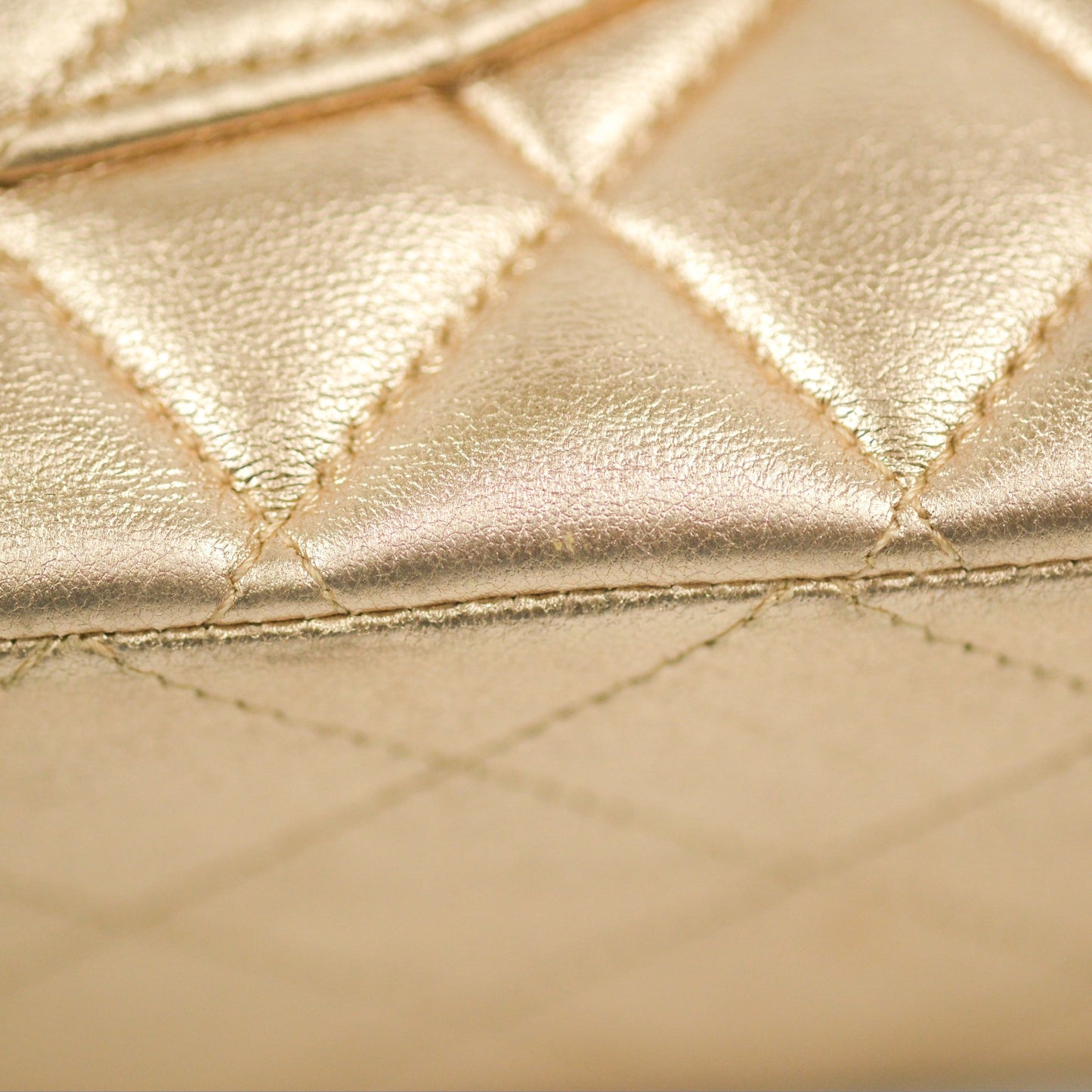 Chanel Classic M/L Medium Flap Quilted Metallic Gold Lambskin Gun Metal