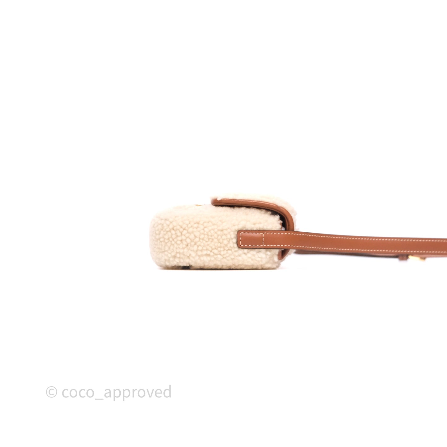 Celine Triomphe Shoulder Bag Beige Shearling