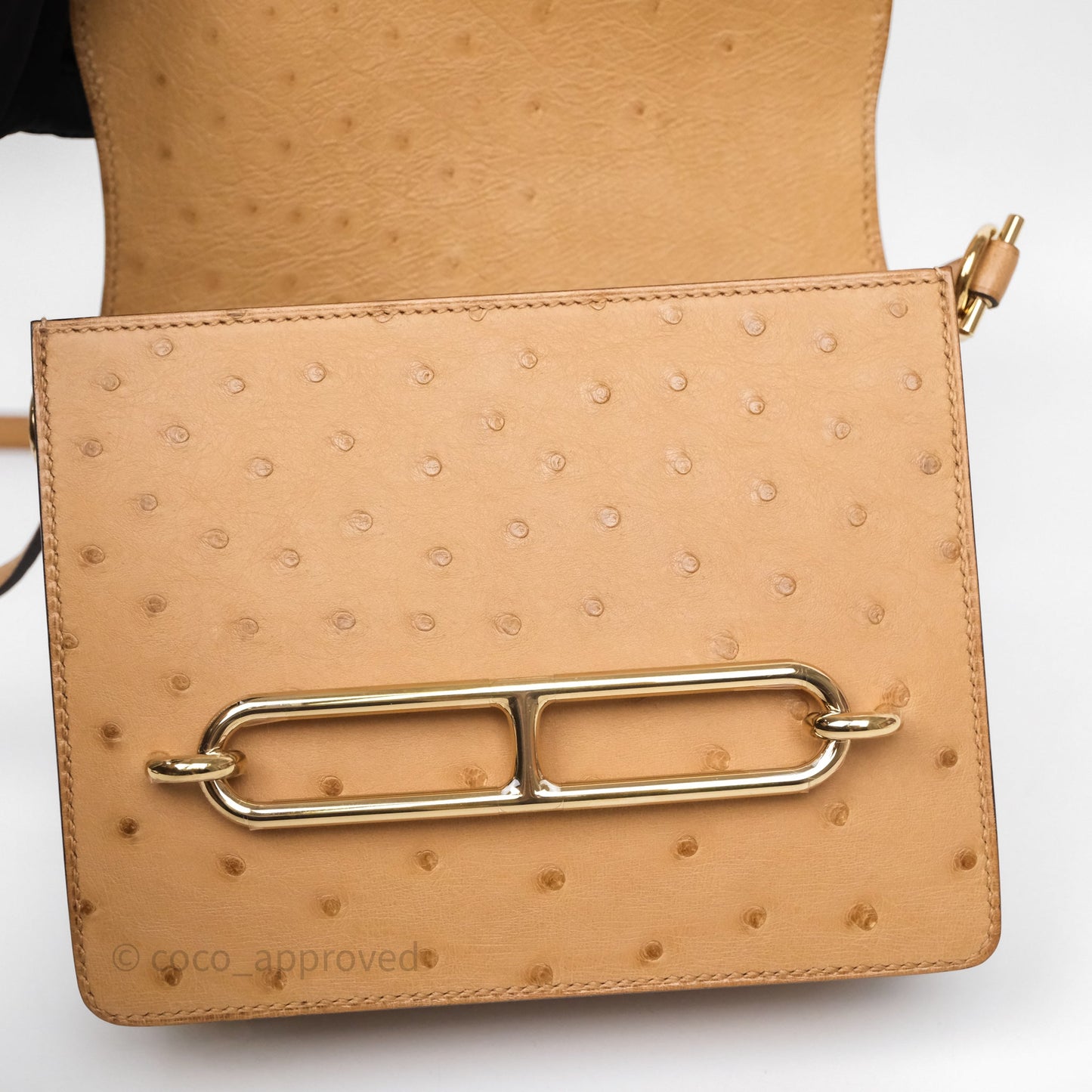 Hermès Roulis Mini 18 Chai 0M Ostich Gold Hardware