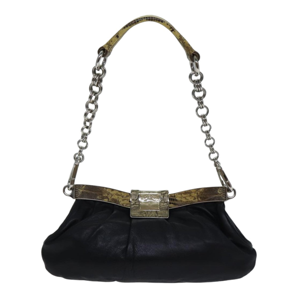 Luxury Prada Chain Shoulder Bag Leather Black  89318
