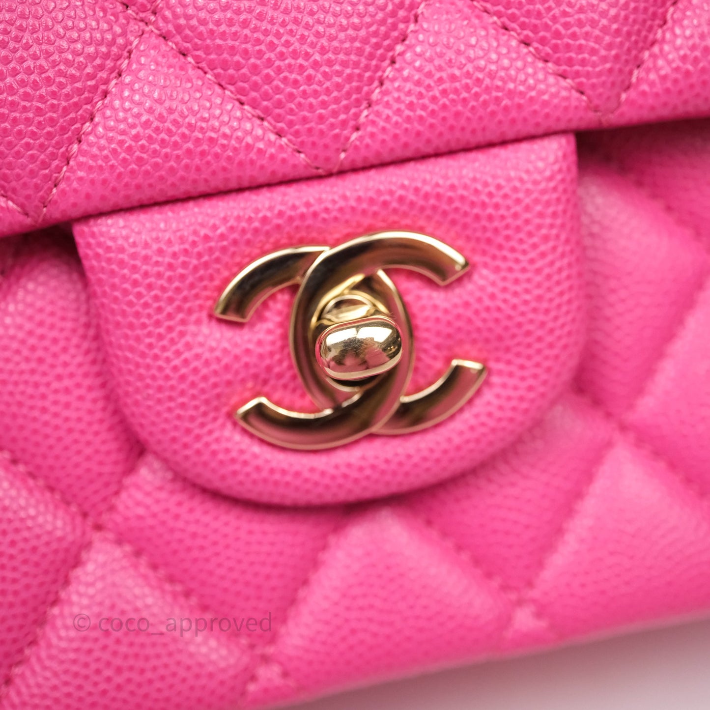 Chanel Classic M/L Medium Flap Quilted Hot Pink Caviar Gold Hardware