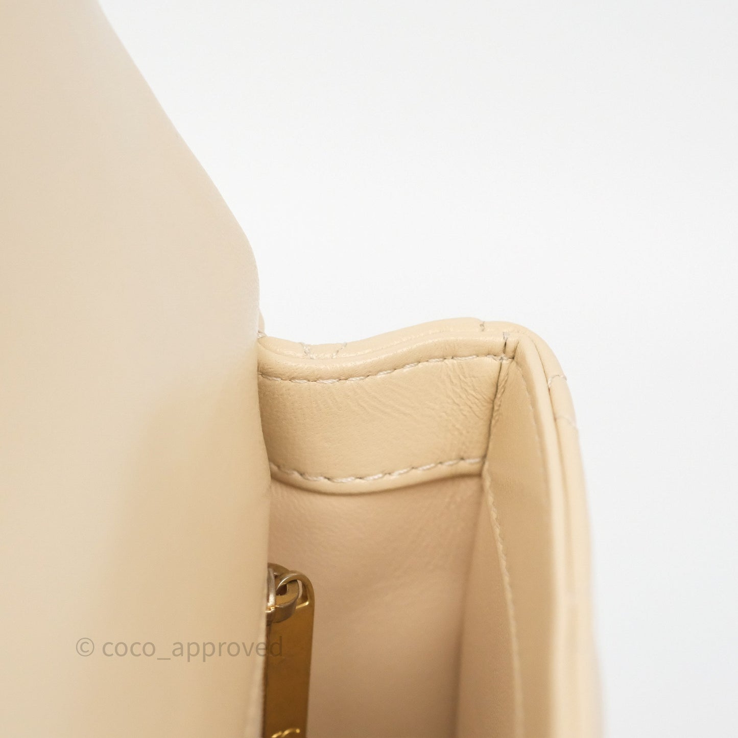 Chanel Sweetheart Mini Flap Beige Shiny Lambskin Aged Gold Hardware
