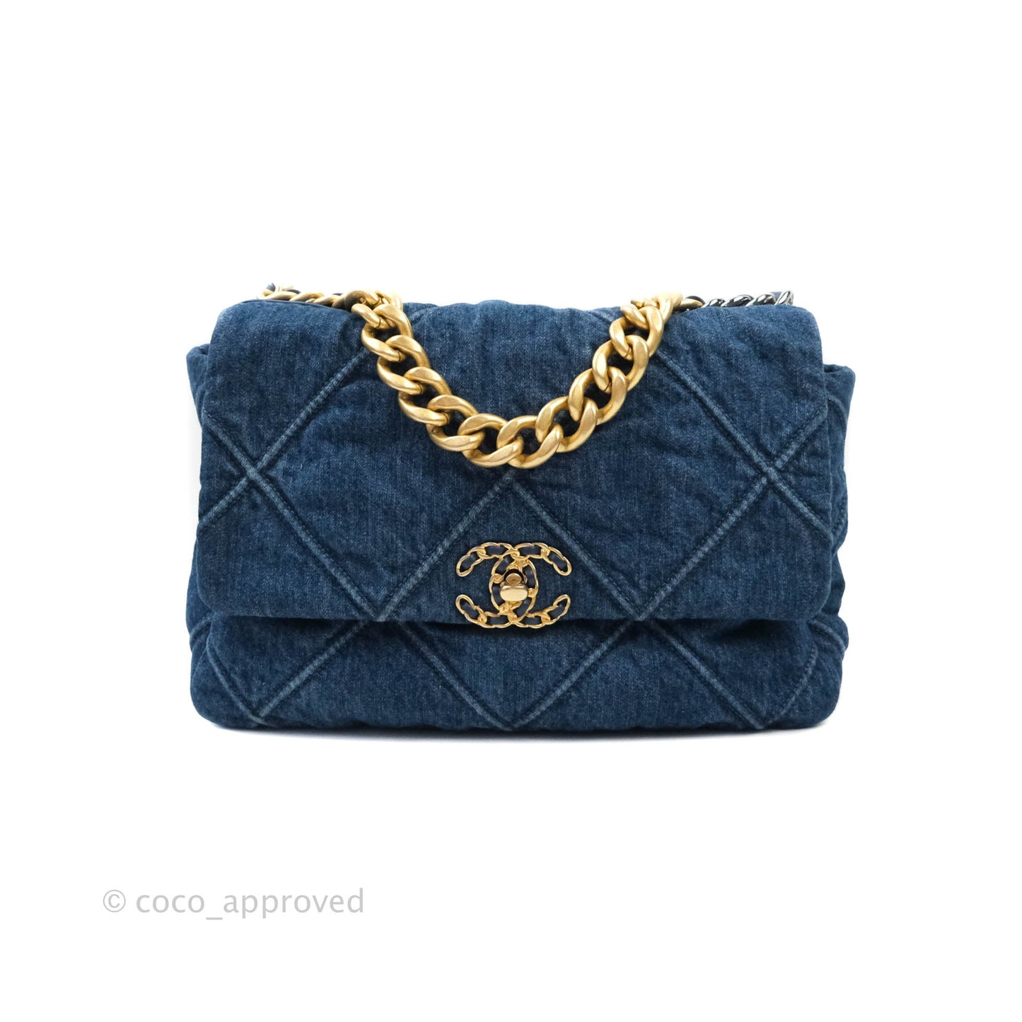 Chanel 19 Medium Dark Denim Mixed Hardware