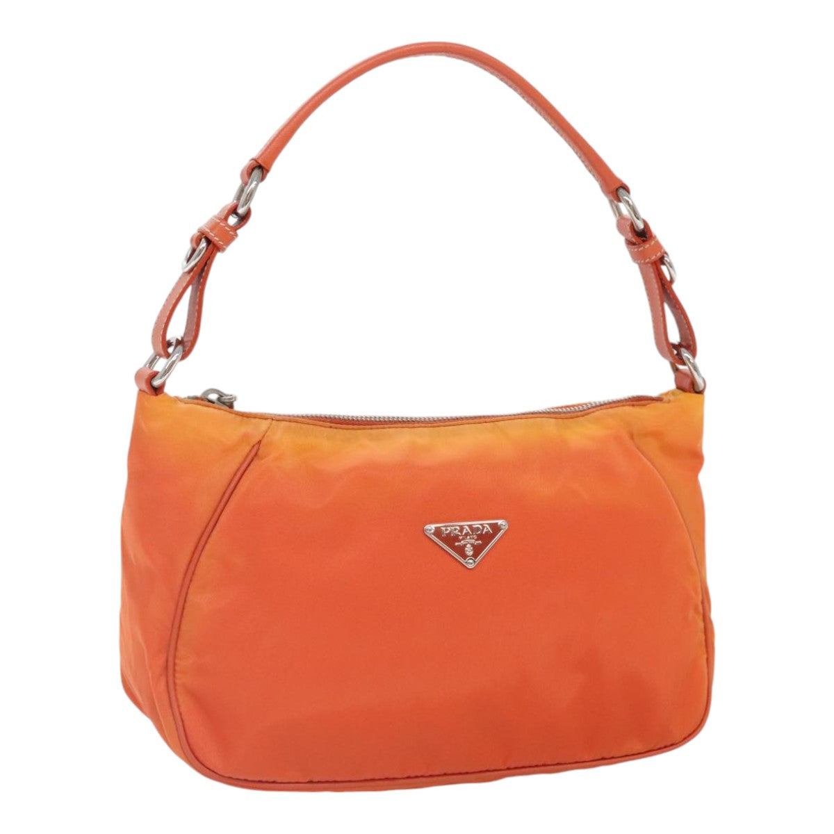 Luxury Prada Shoulder Bag Nylon Orange Silver  89359
