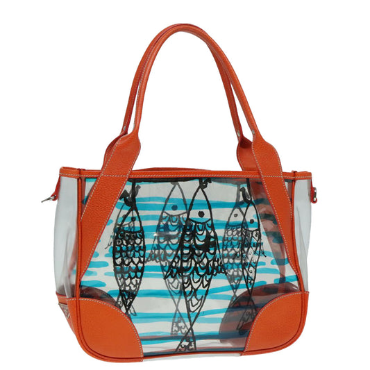 Luxury Prada Shoulder Bag Vinyl Orange Silver  89364
