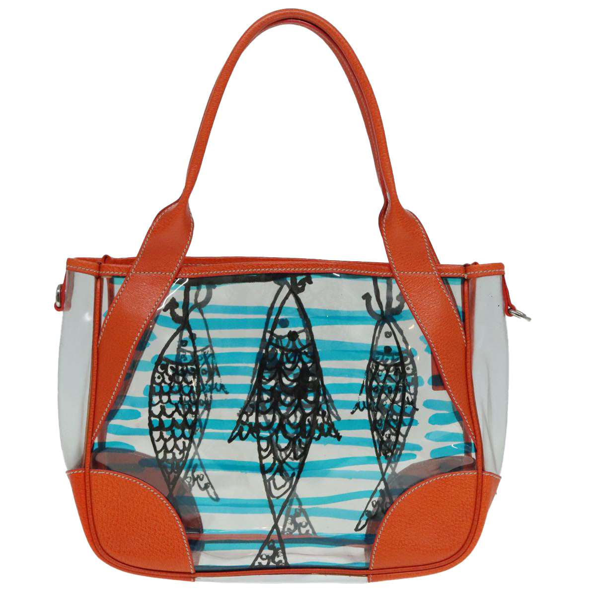 Luxury Prada Shoulder Bag Vinyl Orange Silver  89364