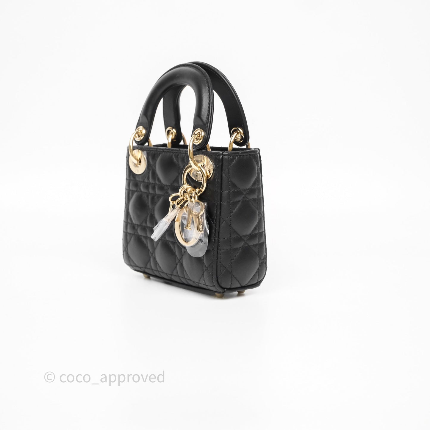 Christian Dior Micro Lady Dior Cannage Black Lambskin Gold Hardware