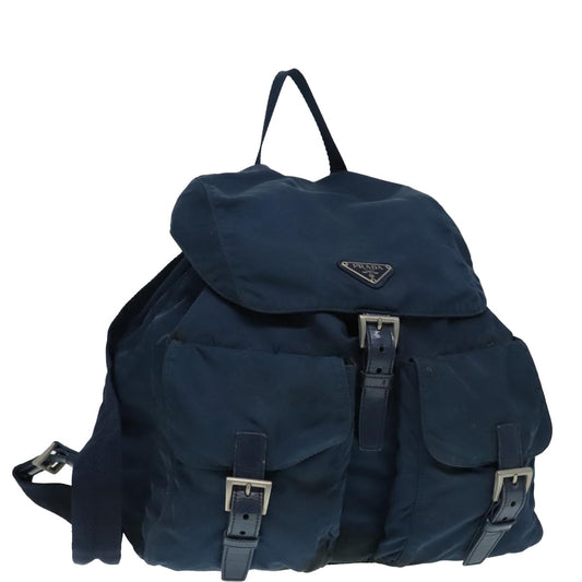 Luxury Prada Backpack Nylon Navy Silver  89367