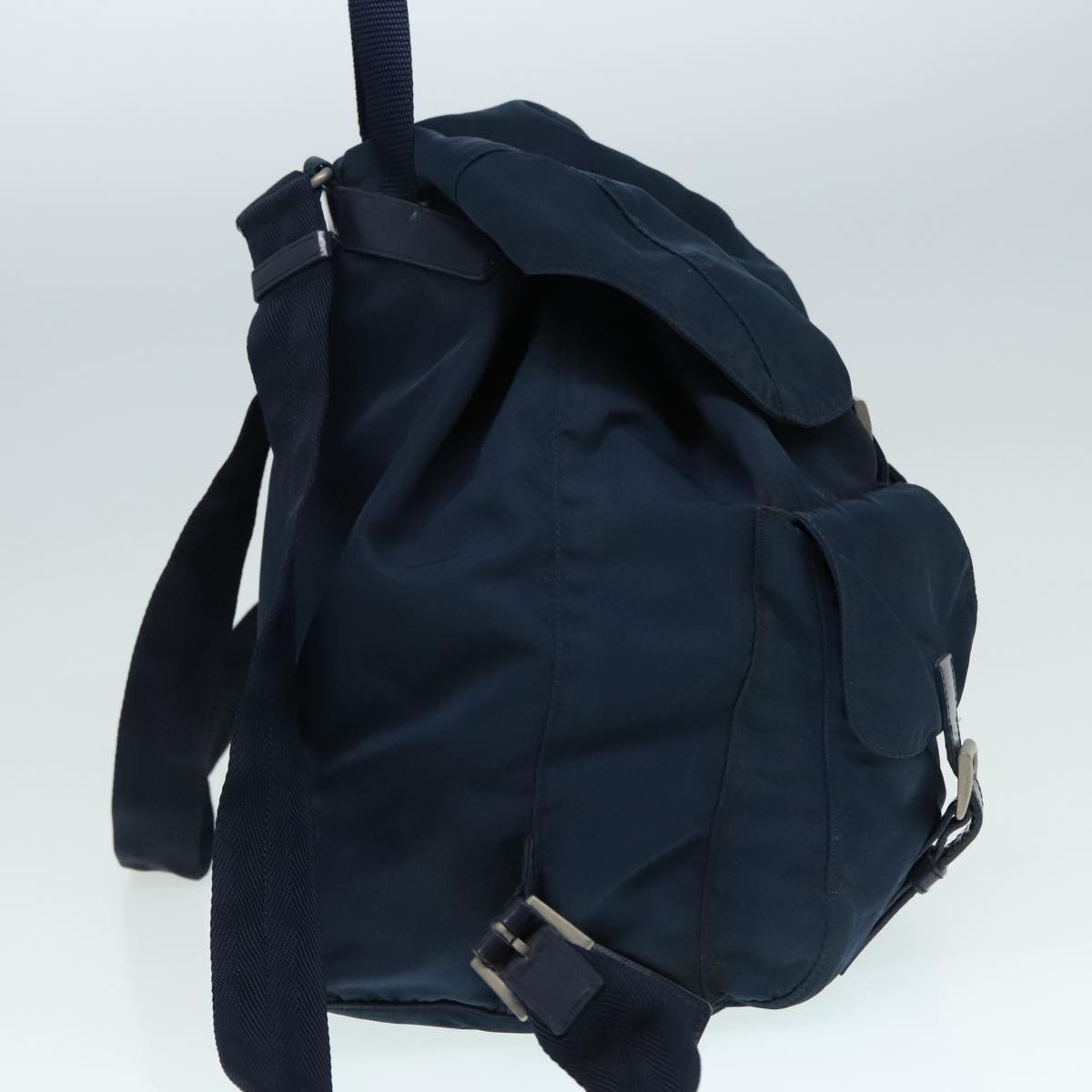 Luxury Prada Backpack Nylon Navy Silver  89367