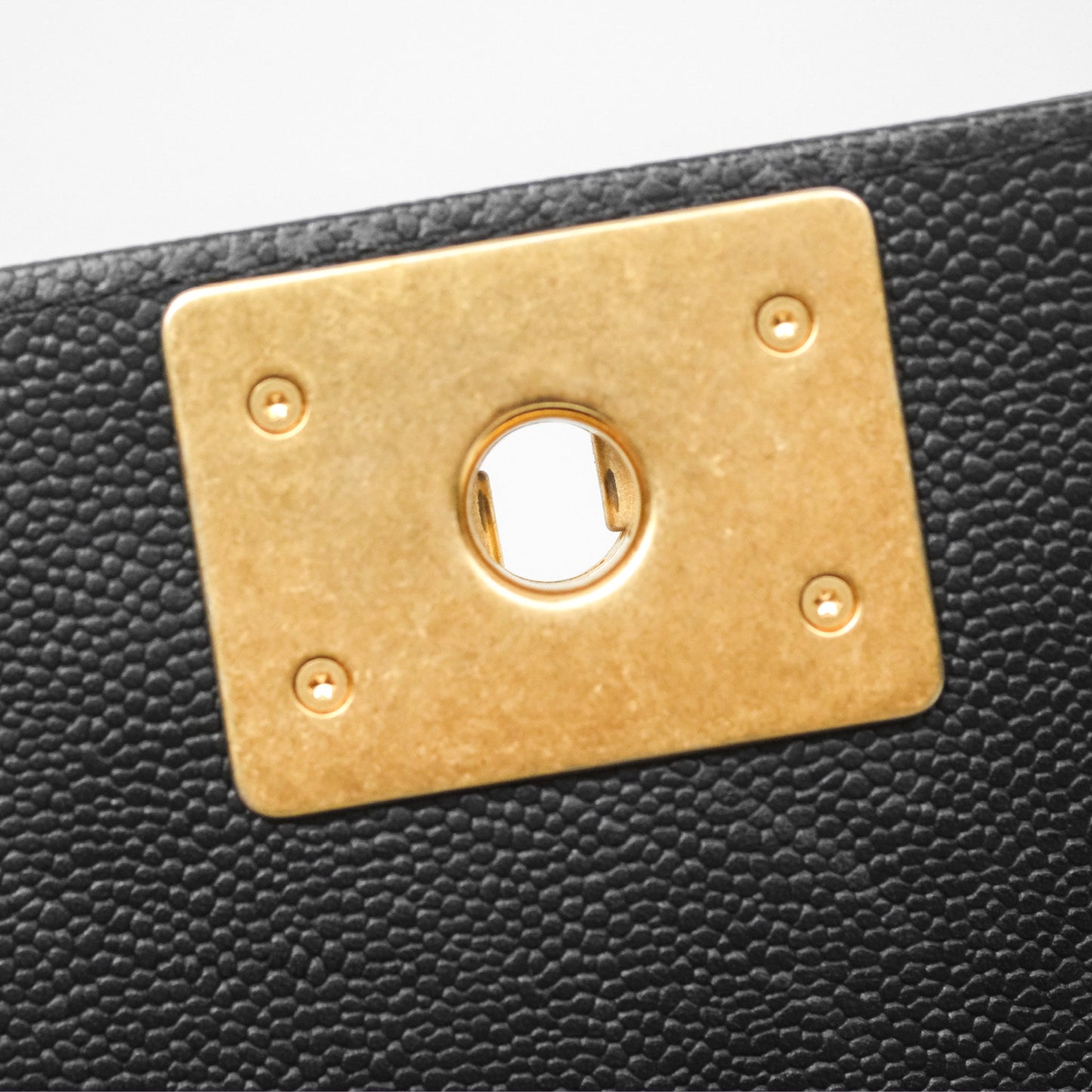 Chanel Small Chain Around Boy Quilted Black Caviar Aged Gold Hardware