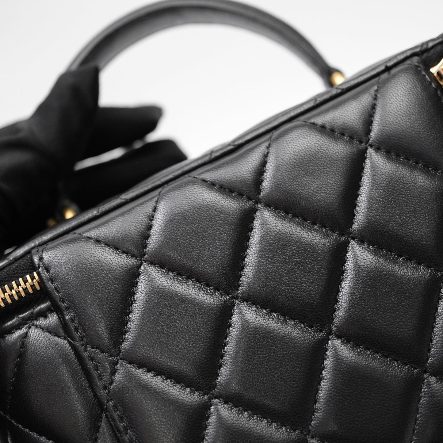Chanel Top Handle Vanity Rectangular Black Lambskin Aged Gold Hardware