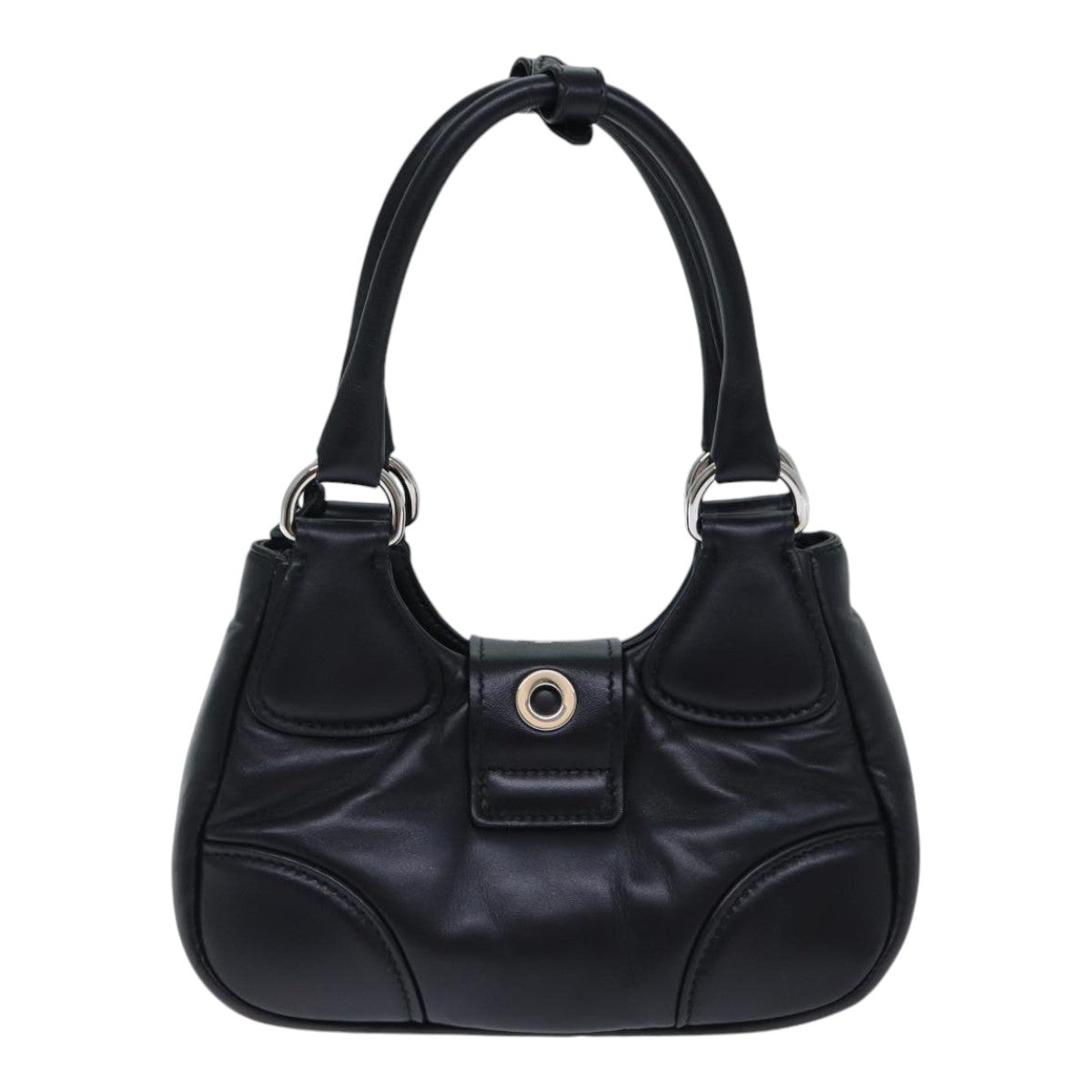 Luxury Prada Moon Hand Bag Leather Black Silver 1BA381  89413S