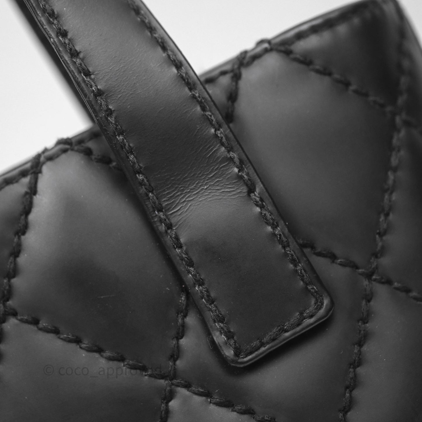 Chanel Vintage Quilted CC Tote Bag Matte Black Calfskin Gold Hardware