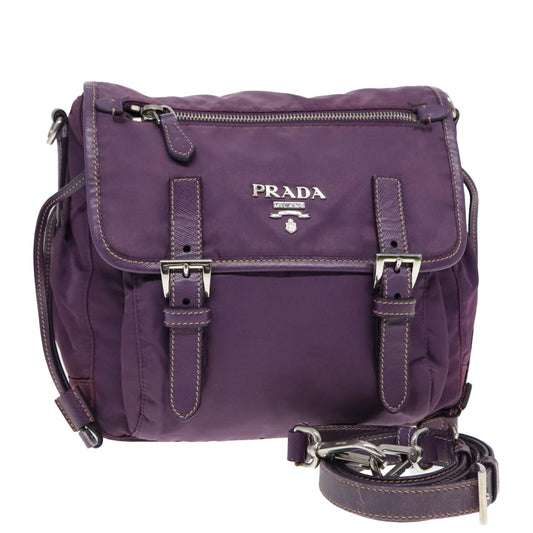 Luxury Prada Shoulder Bag Nylon Purple Gold  89419
