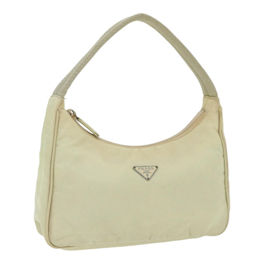Luxury Prada Hand Bag Nylon Cream Silver  89428