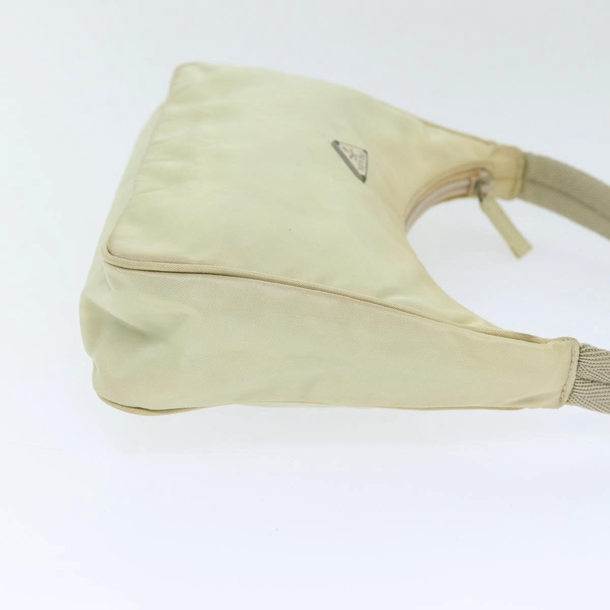 Luxury Prada Hand Bag Nylon Cream Silver  89428