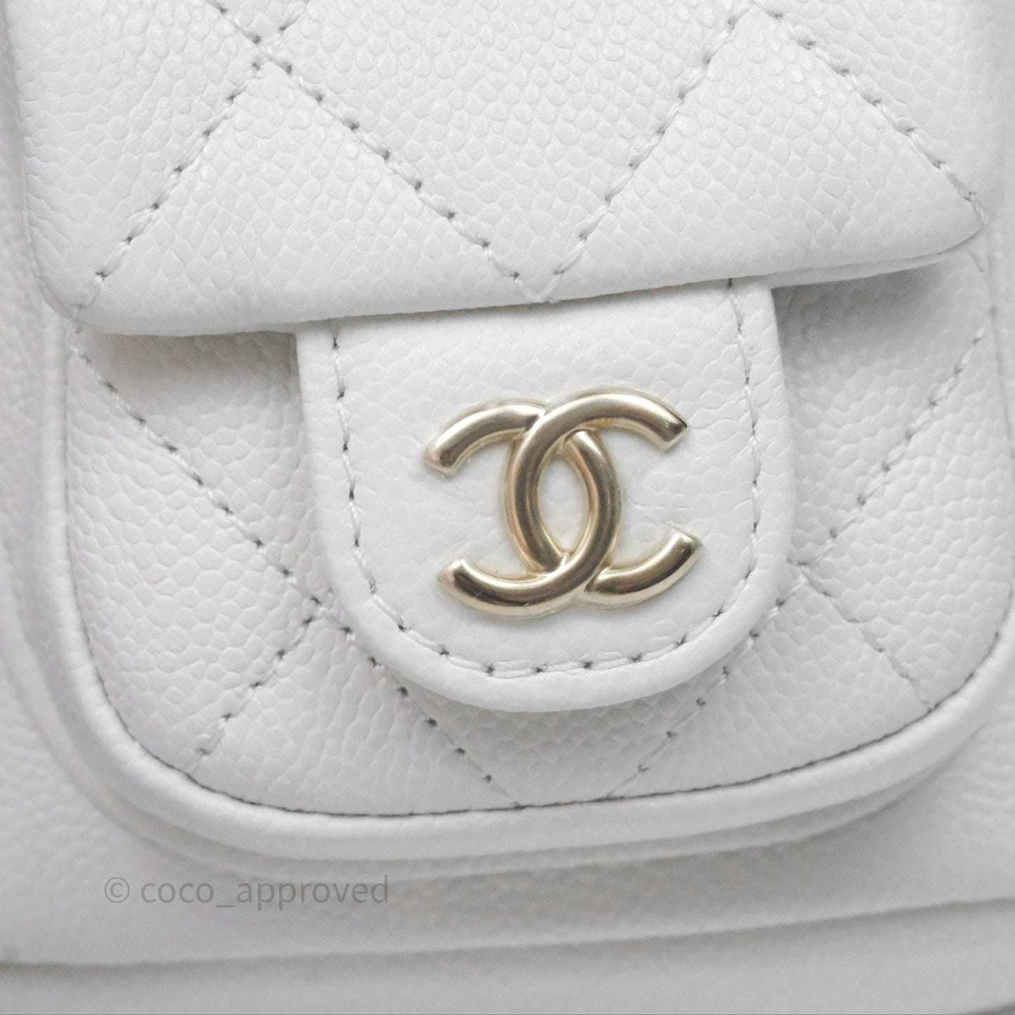 Chanel Small Duma Backpack White Caviar Gold Hardware