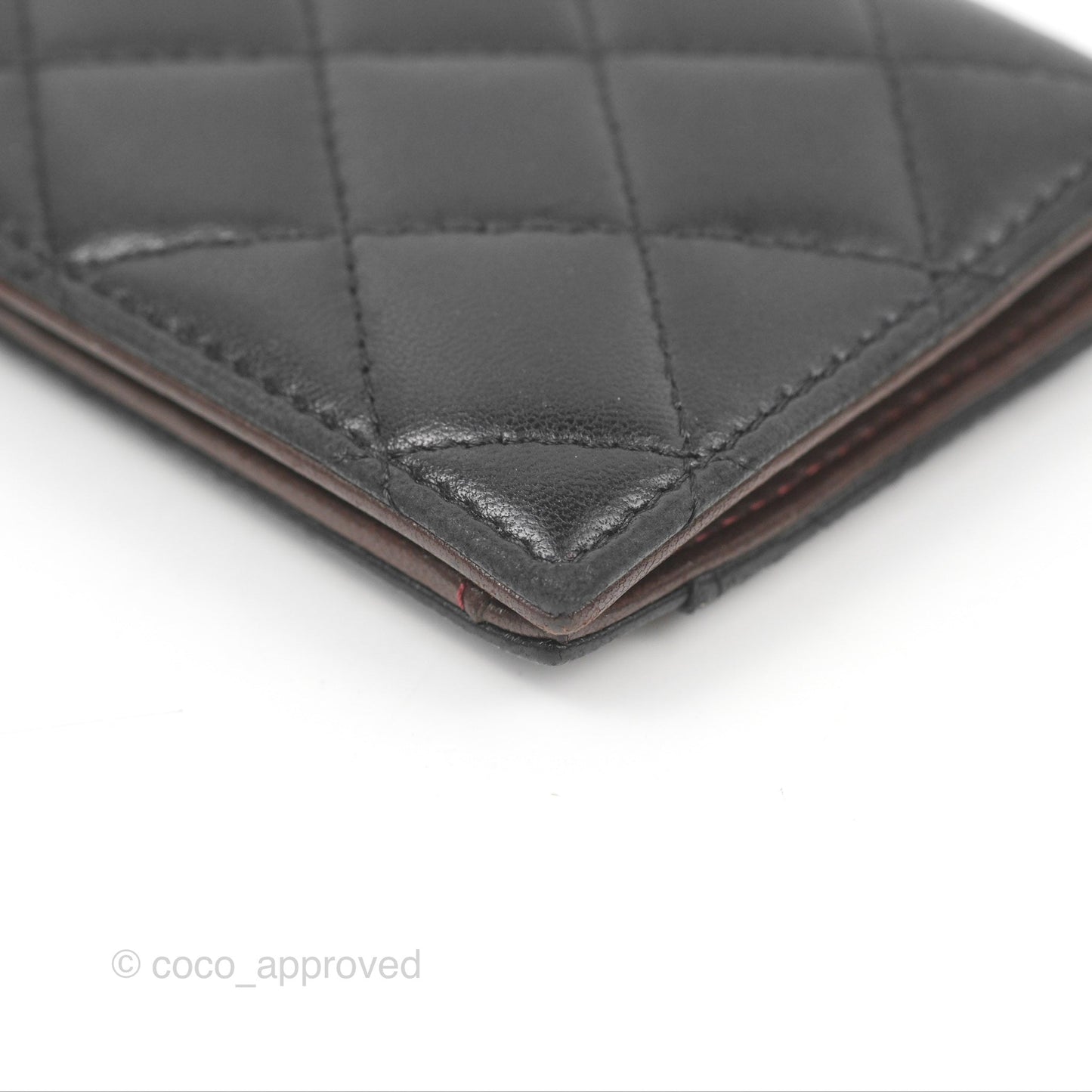 Chanel Classic Quilted Card Holder Black Lambskin Silver Hardware