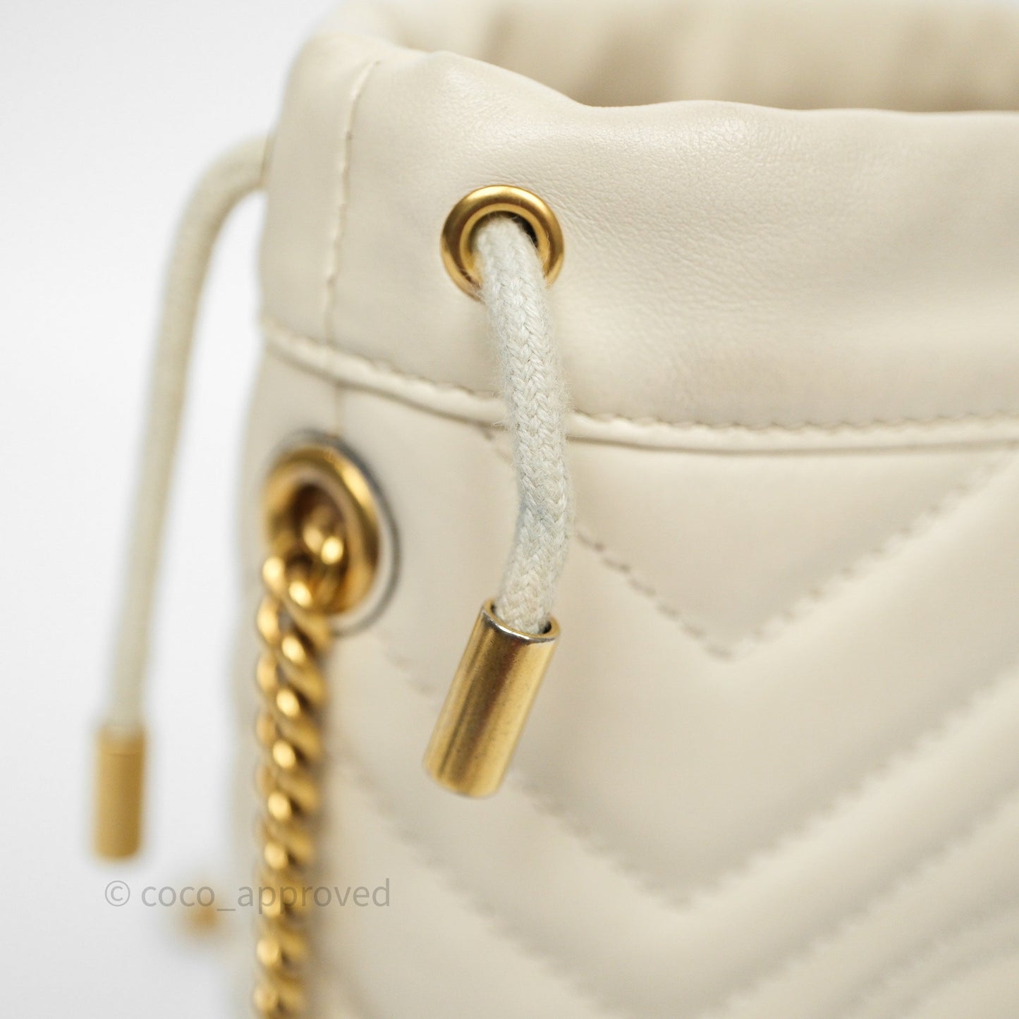 Gucci GG Marmont Mini Bucket Bag Ivory Leather