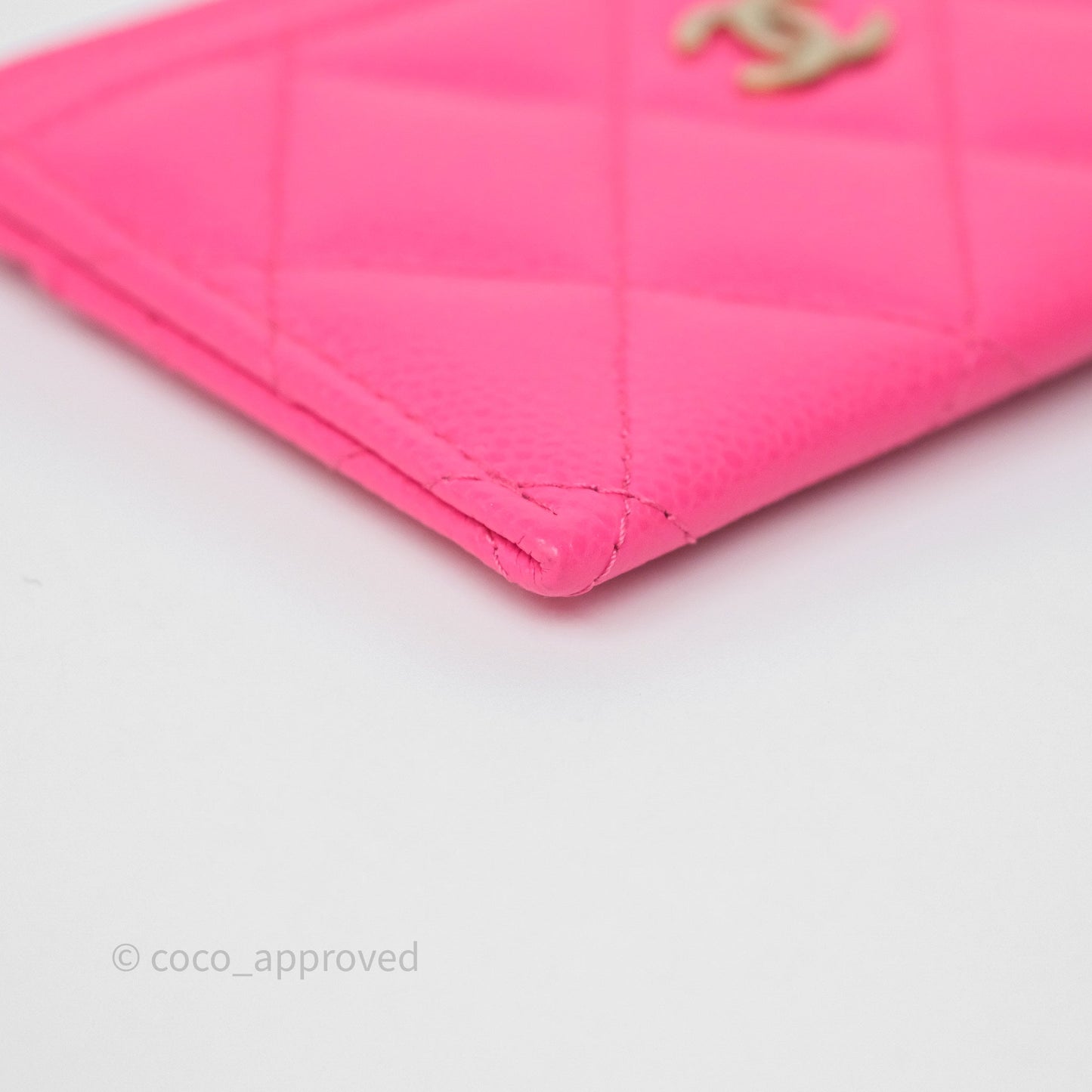 Chanel Classic Flat Card Holder Pink Caviar Gold Hardware