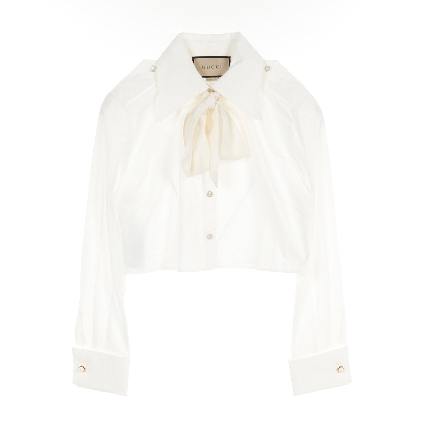 Luxury Gucci Trending 2025 Cotton poplin shirt Blouse Cotton Off white With scarf 23AW