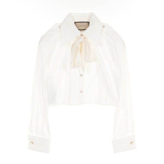 Luxury Gucci Trending 2025 Cotton poplin shirt Blouse Cotton Off white With scarf 23AW