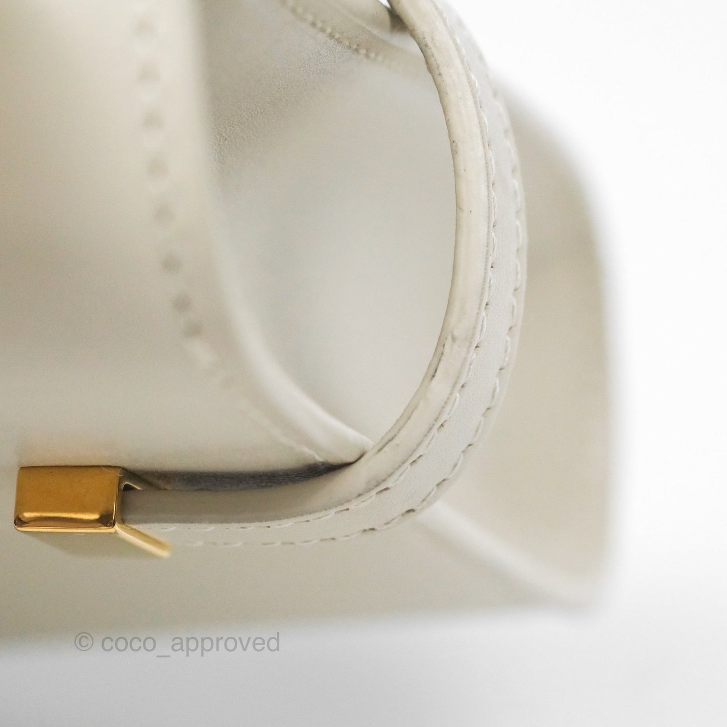 Saint Laurent Mini Manhattan Box Calfskin Blanc Vintage Gold Hardware