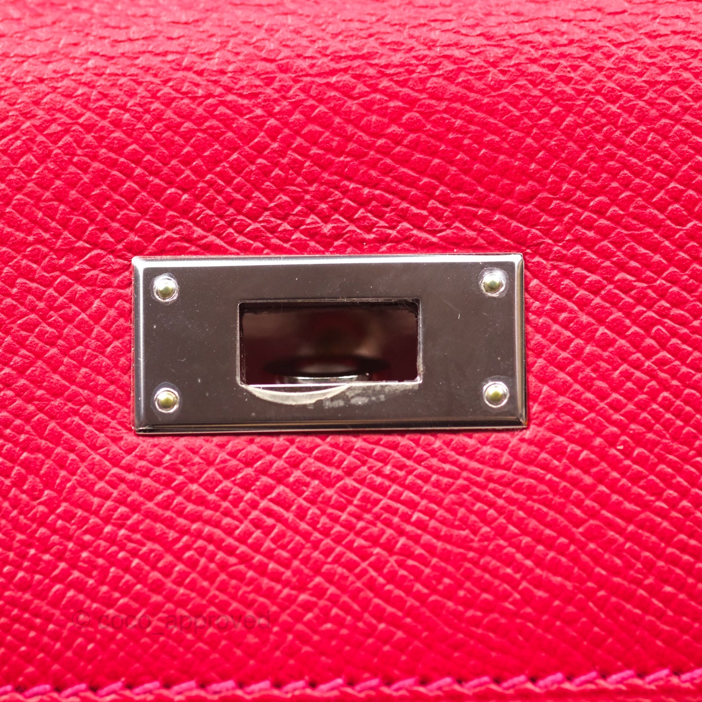 Hermès Kelly 32 Sellier Rouge Casaque Q5 Epsom Palladium Hardware
