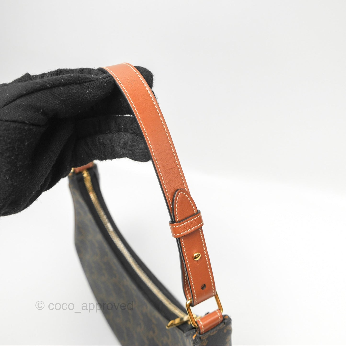 Celine Ava Bag In Triomphe Canvas Calfskin Tan