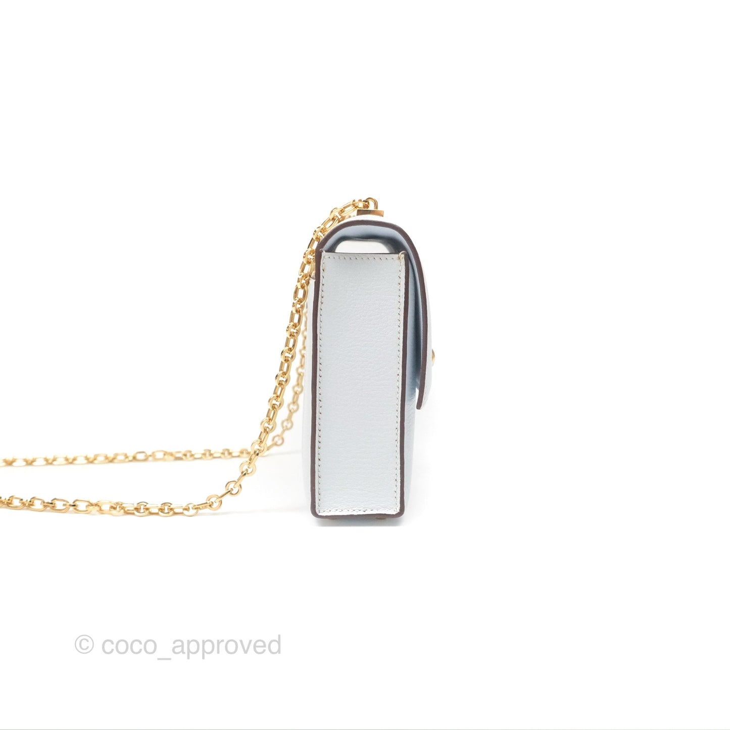Hermes Mini Verrou Bleu Brume Chèvre Mysore Gold Hardware