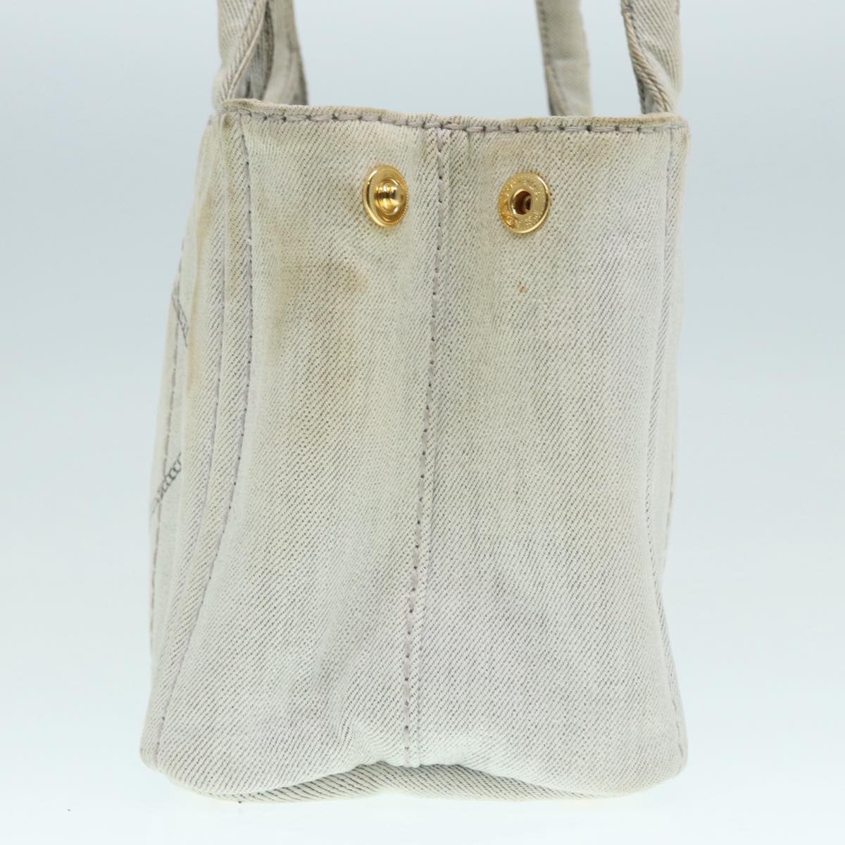 Luxury Prada Canapa PM Hand Bag Canvas 2way Gray Gold  89520
