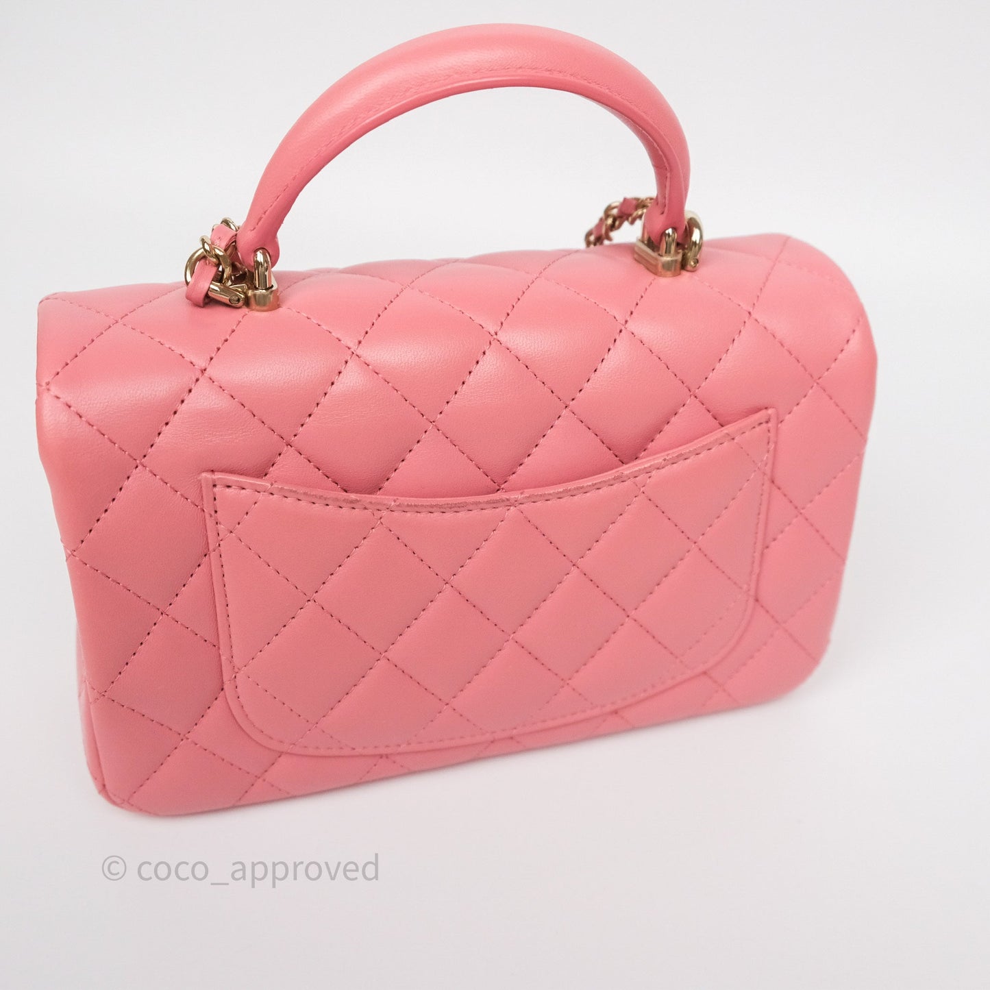 Chanel Top Handle Mini Rectangular Flap Pink Lambskin Gold Hardware