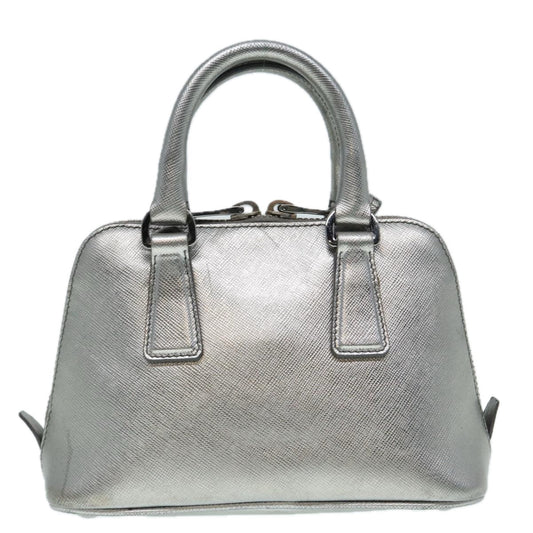 Luxury Prada Hand Bag Safiano leather 2way Silver  89571