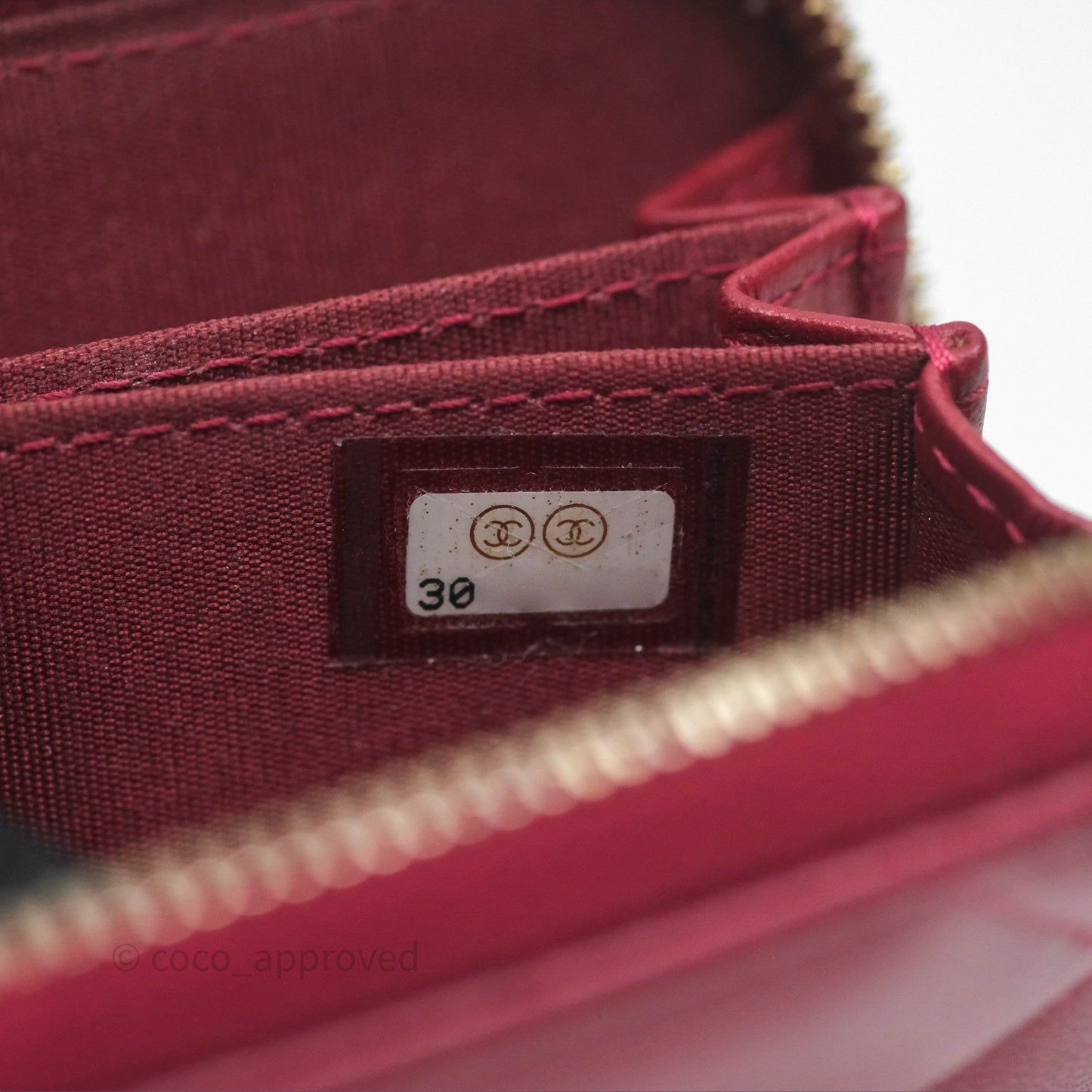 Chanel 19 Zip Card Holder Pink Lambskin Gold Hardware
