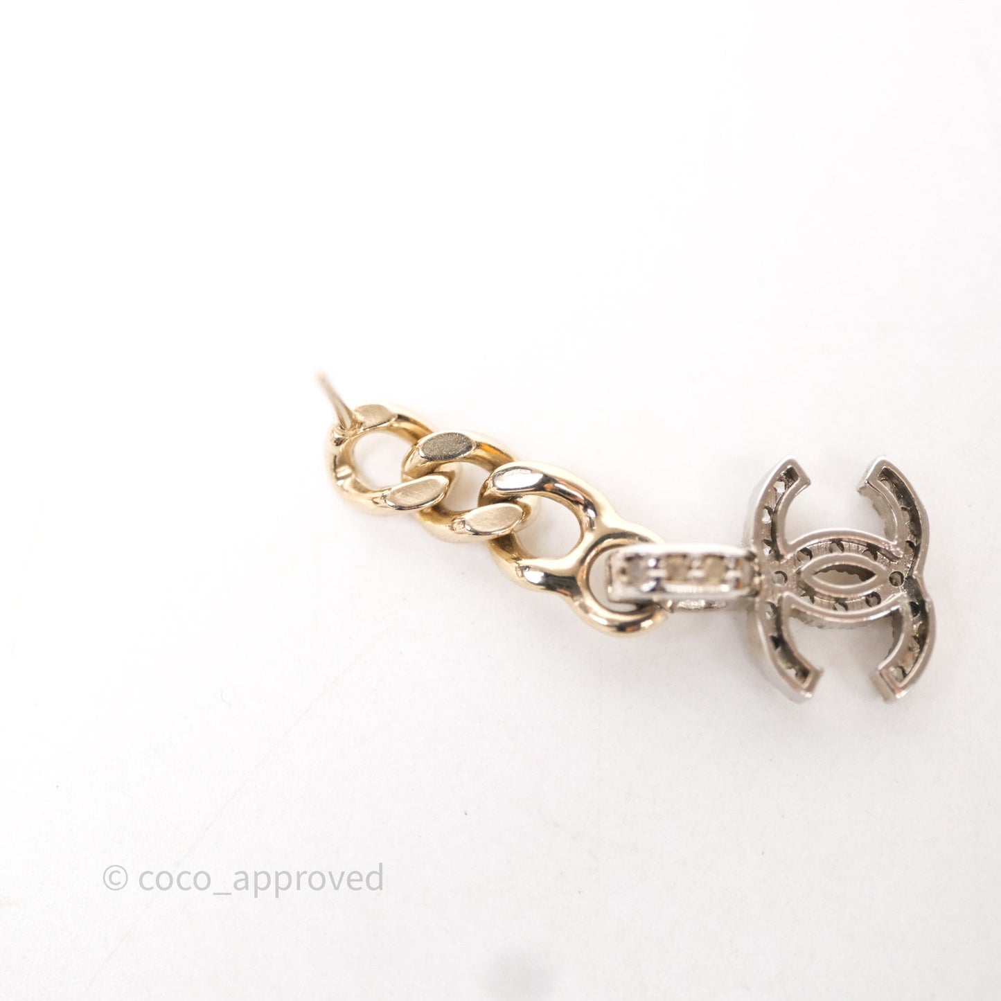 Chanel CC Crystal Drop Earrings Gold Tone 22S