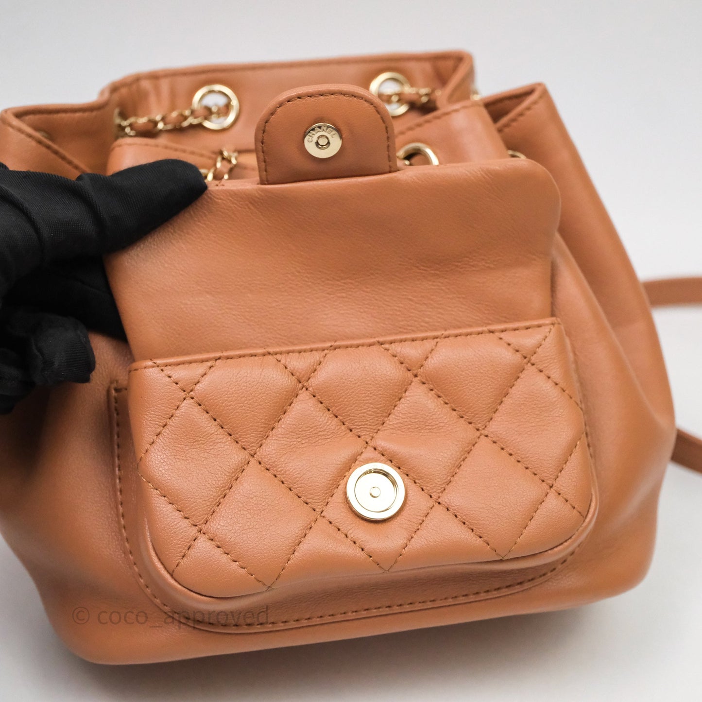 Chanel Small Duma Drawstring Backpack Camel Calfskin