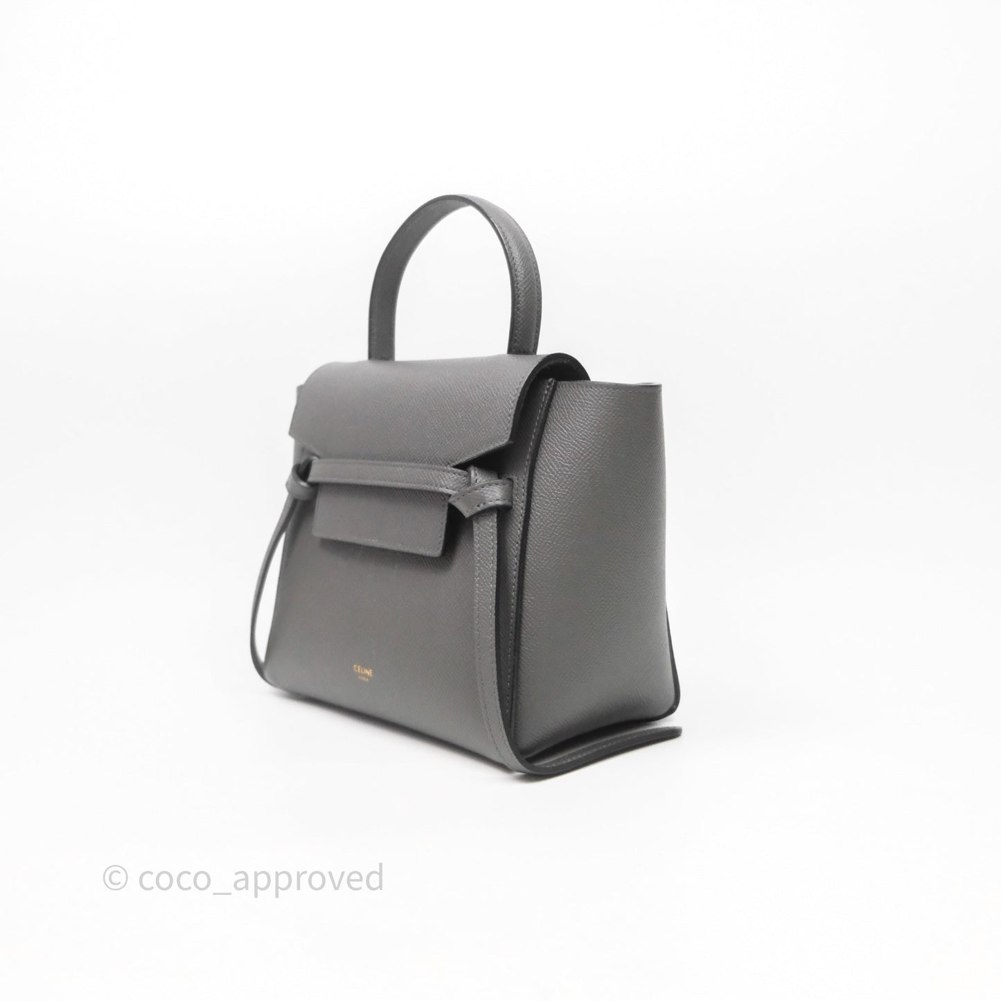 Celine Nano Belt Bag Grey Grained Calfskin Gold Hardware