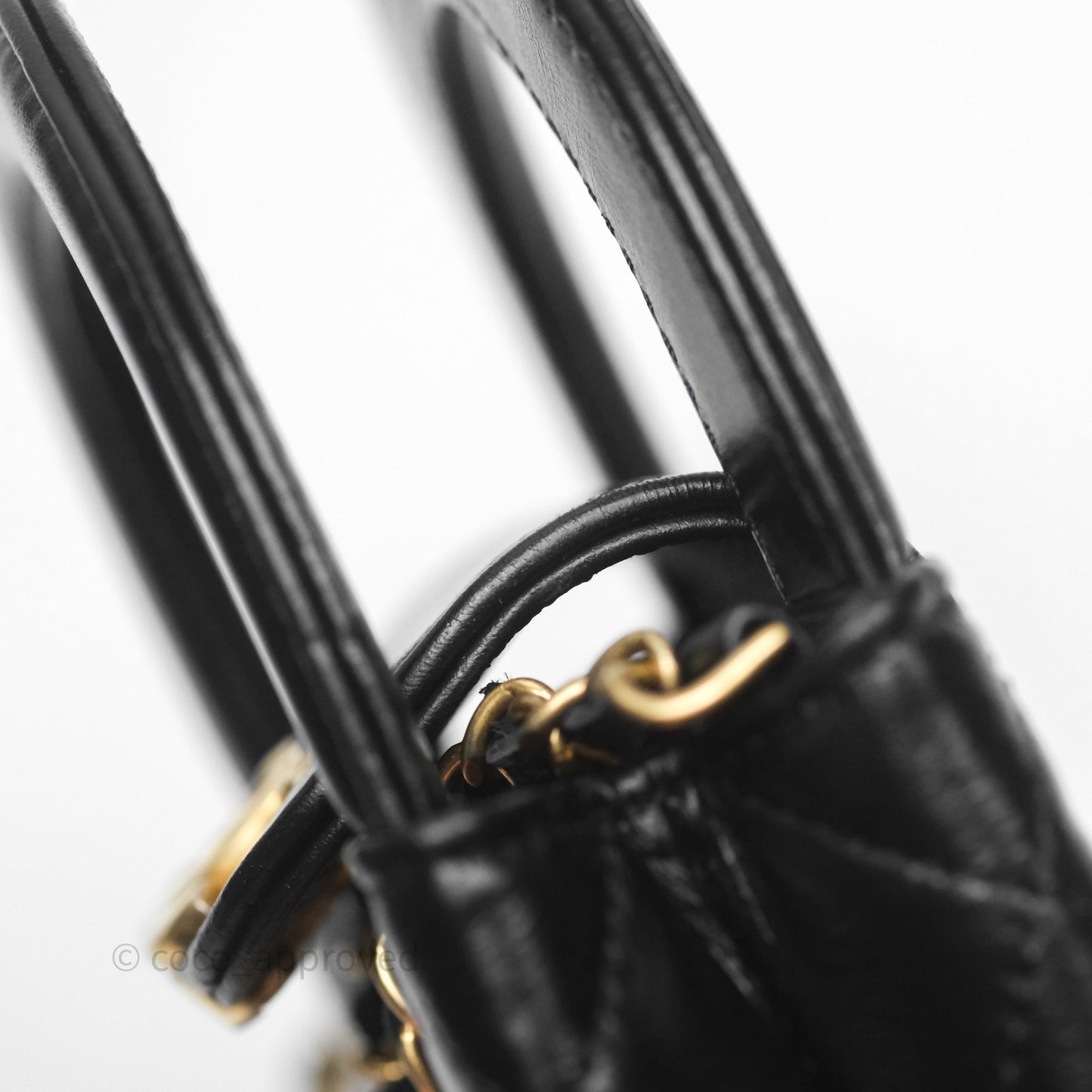Chanel Mini Nano Kelly Bag Black Shiny Calfskin Aged Gold Hardware