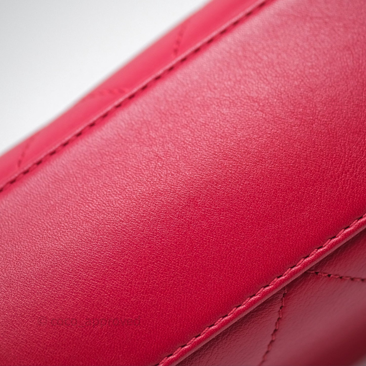 Chanel Quilted Flap Bag  with Pearl Logo Top Handle Red Lambskin Aged Gold Hardware