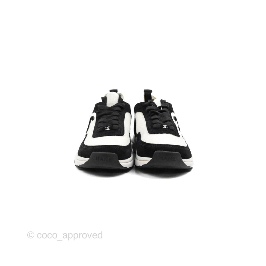 Chanel Low Top Trainer CC White Black Sneakers Size 35