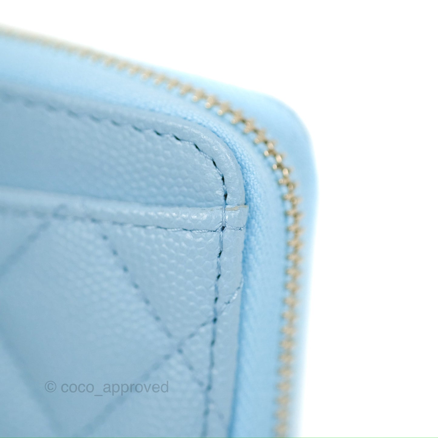 Chanel Classic Zipped Coin Purse Quilted Blue Caviar Gold Hardware