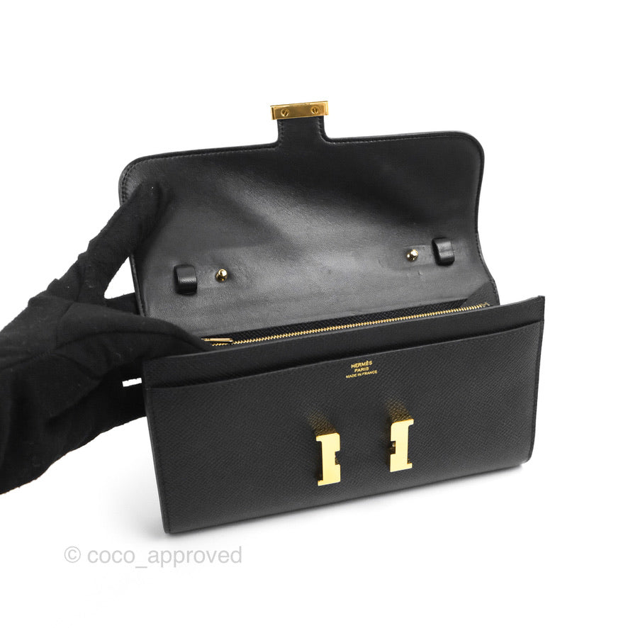 Hermès Constance Long To Go Wallet Black Epsom Gold Hardware