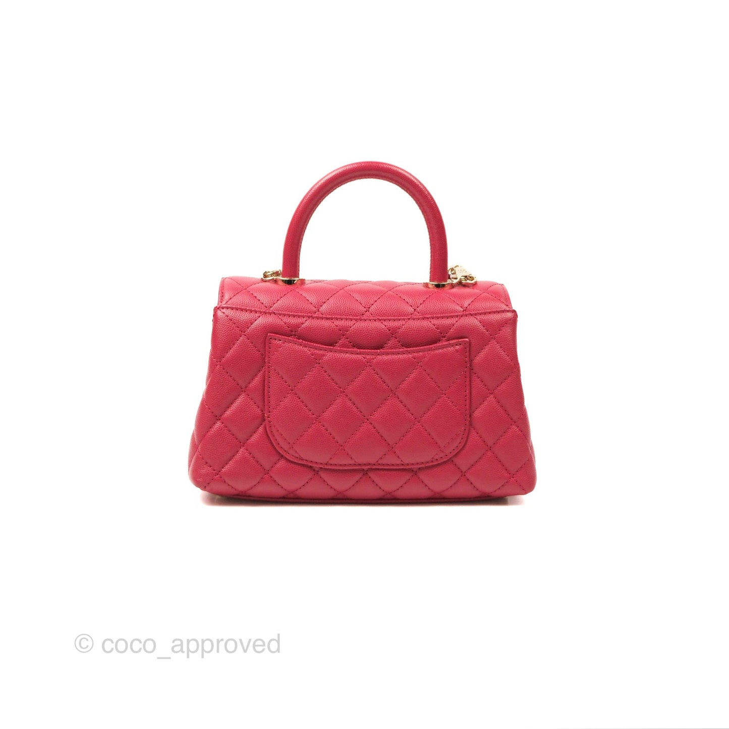 Chanel Small Coco Handle Quilted Dark Rose Pink Caviar Gold Hardware 21A