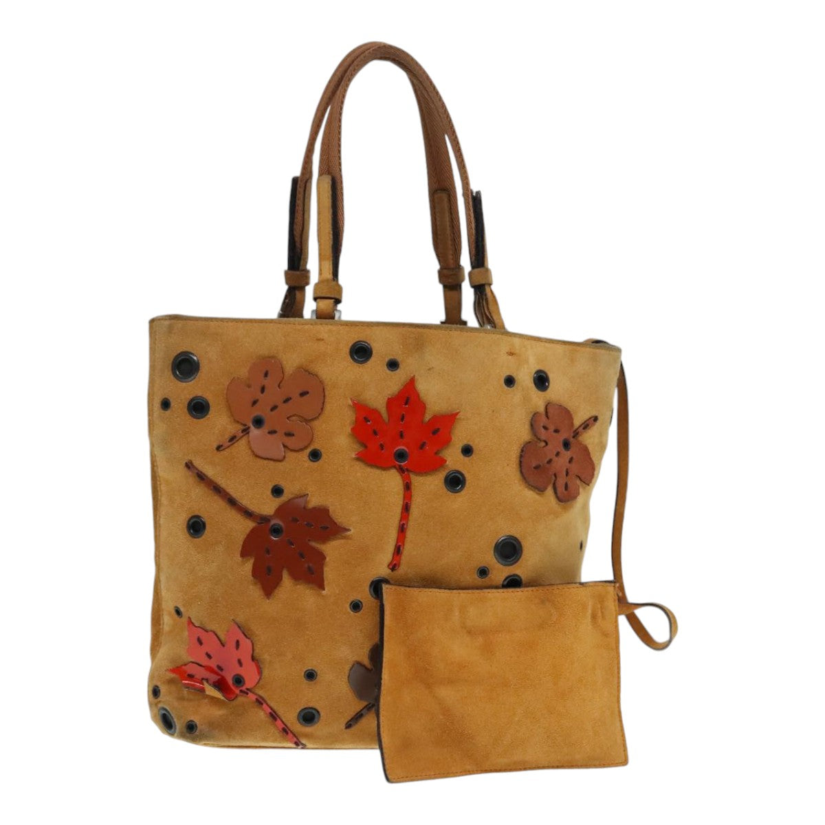 Luxury Prada Tote Bag Suede Brown Silver  89613