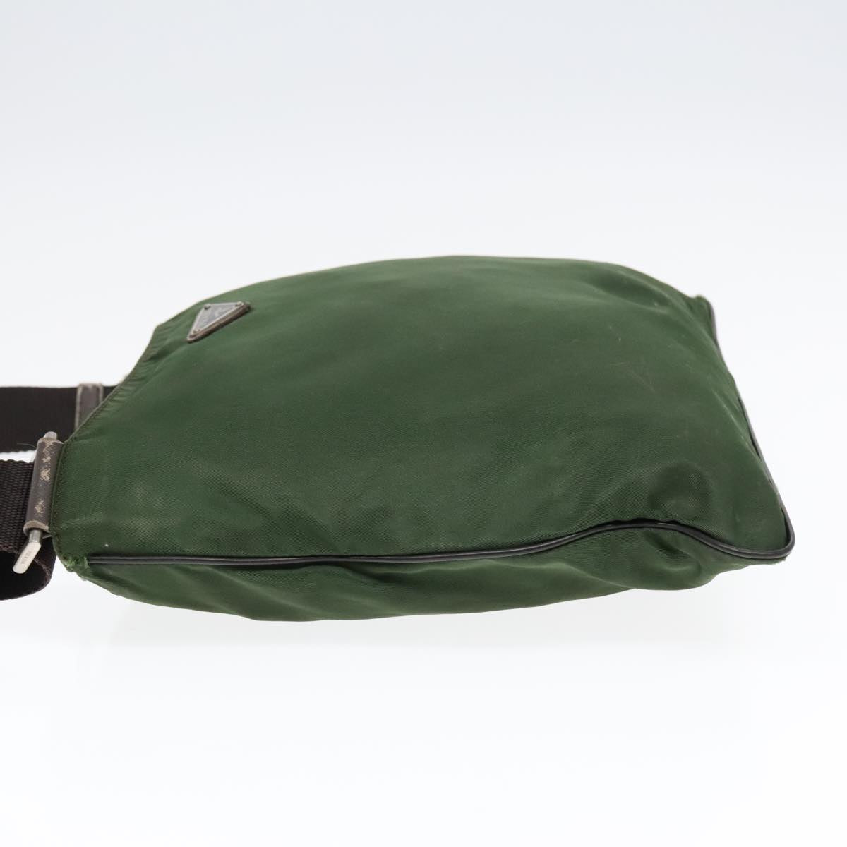 Luxury Prada Shoulder Bag Nylon Khaki Brown Silver  89614