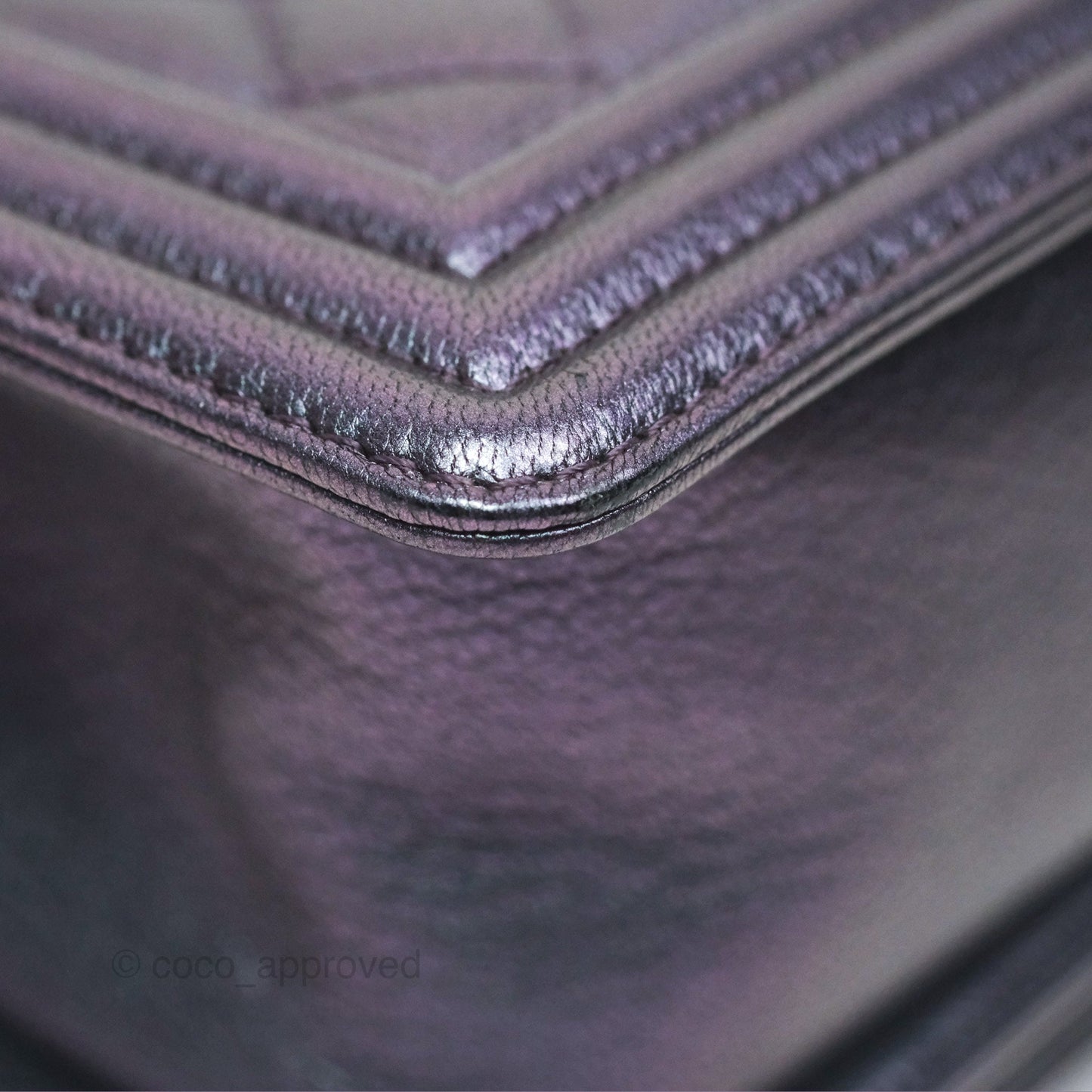 Chanel Medium Boy Quilted Iridescent Purple Goatskin Rainbow Hardware