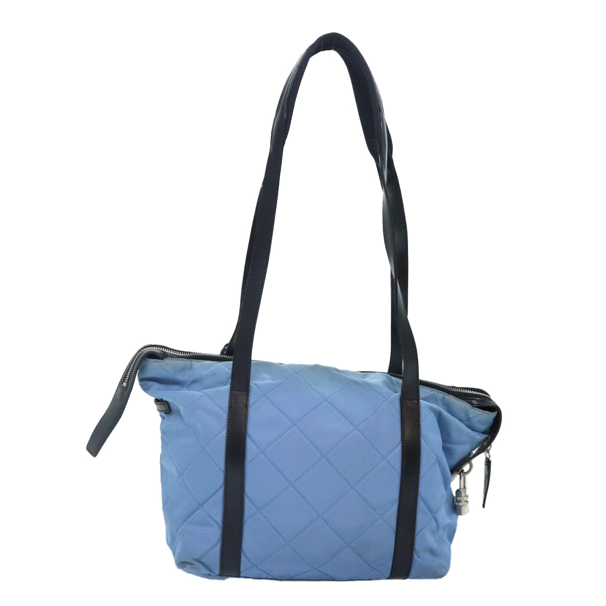 Luxury Prada Shoulder Bag Nylon Leather Blue Black Silver  89616