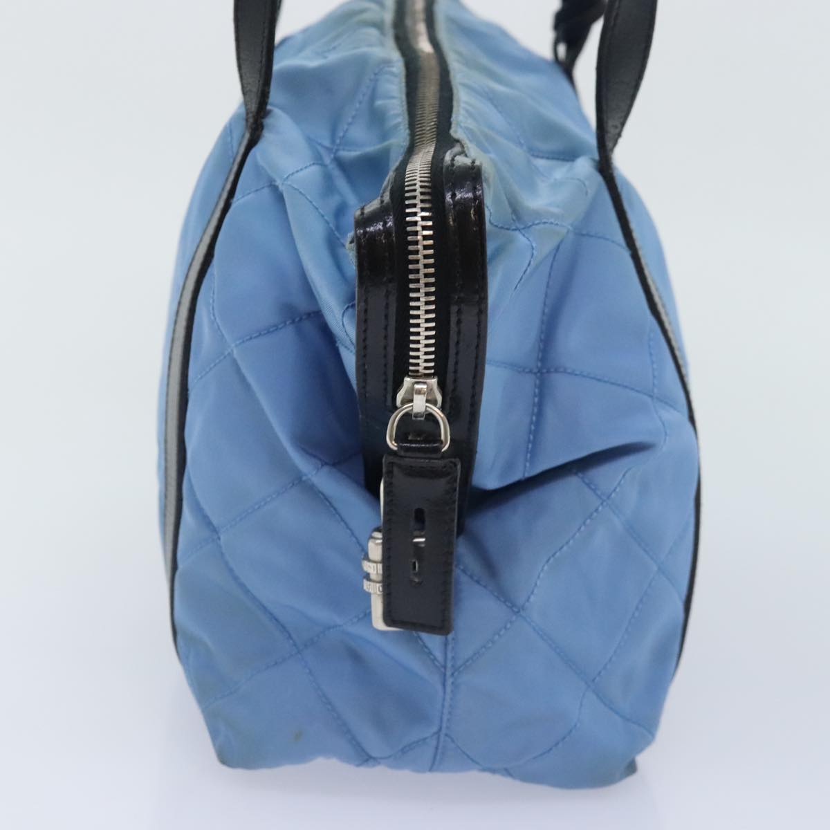 Luxury Prada Shoulder Bag Nylon Leather Blue Black Silver  89616