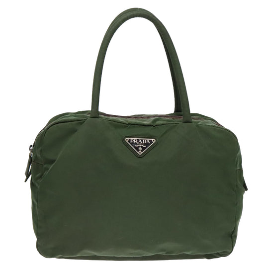 Luxury Prada Hand Bag Nylon Khaki Silver  89619