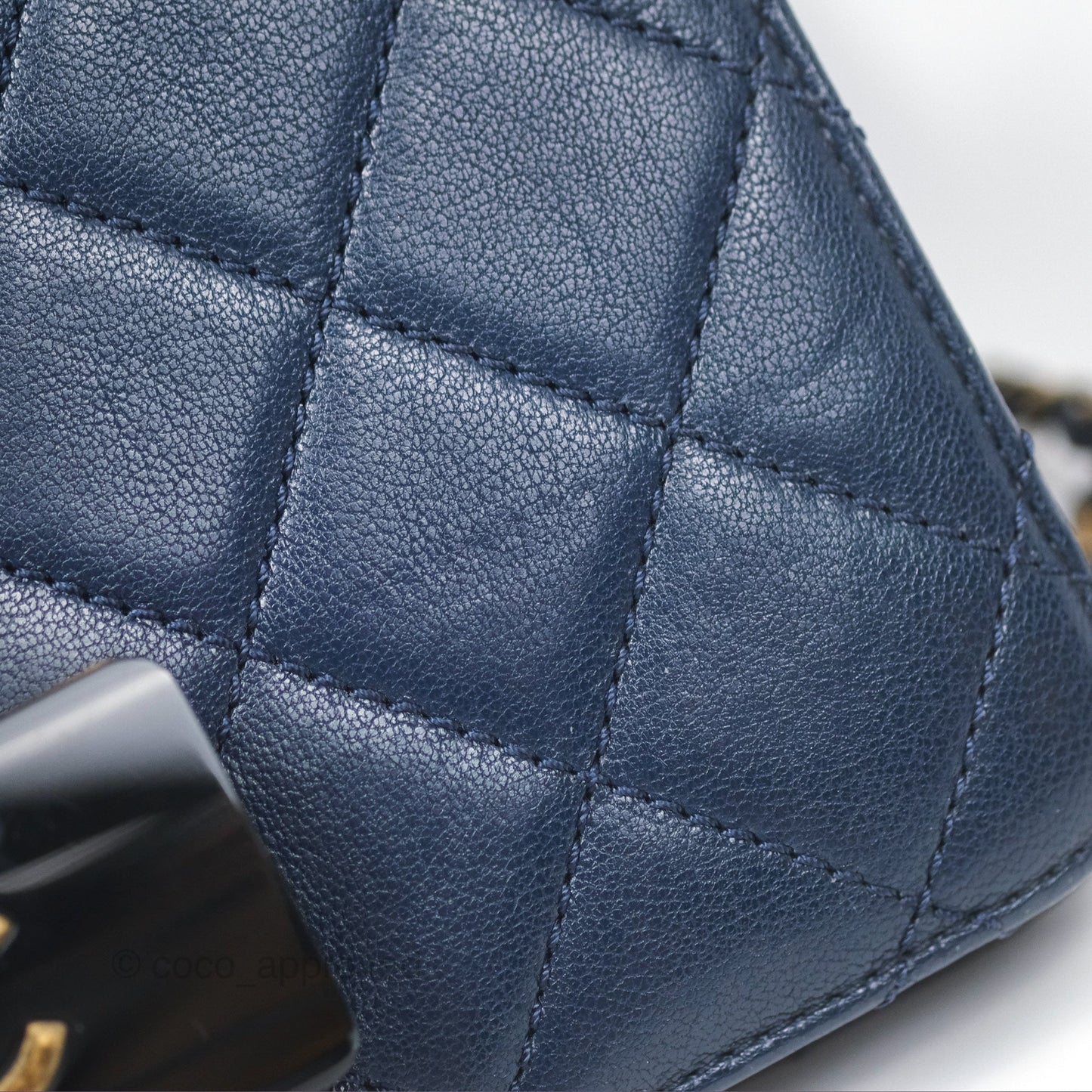 Chanel Beauty Lock Flap Bag Navy Sheepskin Aged Gold Hardware